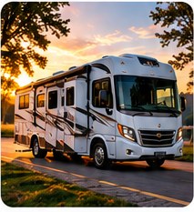 Recreational vehicle at a campsite